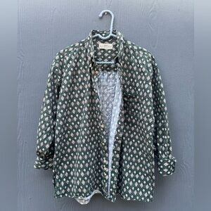 Natural Issue Brand Men’s Green Diamond Long Sleeve Button Down Size LG